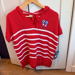 Life is good Red and white striped shaker sleeve sweater and sweater shorts